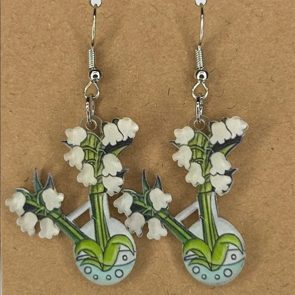 Succulent Flower Plant 2D Acrylic Earrings - Picture 1 of 2